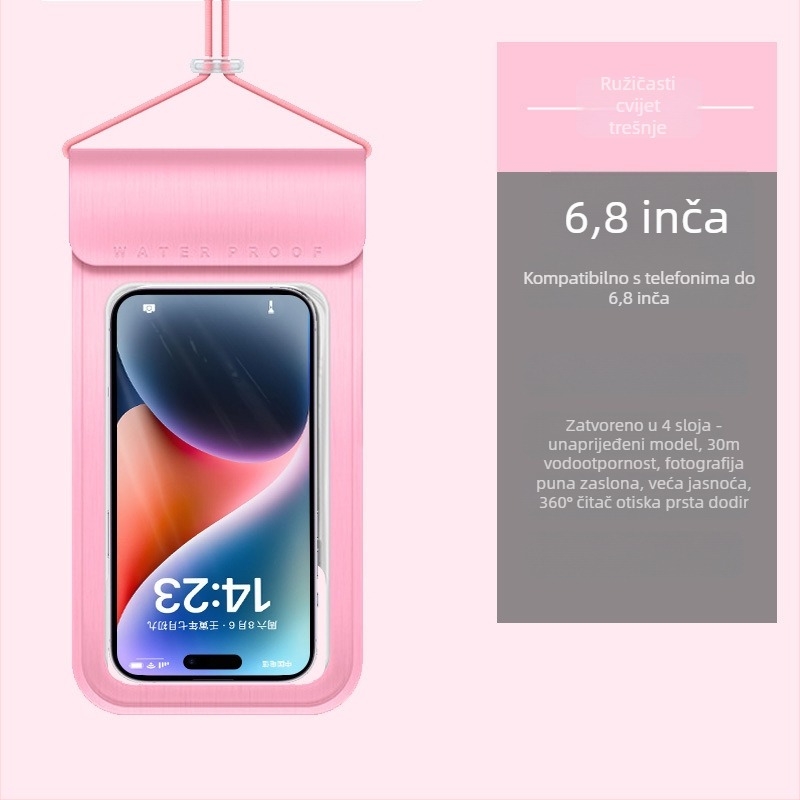 TPU vodootporna torbica za telefon s dodirnim zaslonom, otporna na udarce i habanje, 7,5 inča velikog kapaciteta