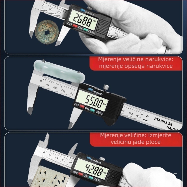 Digitalni šubler, visoka preciznost, nehrđajući čelik, elektronički vernier