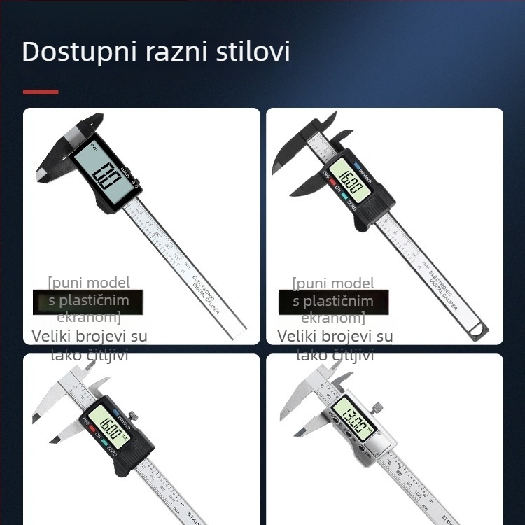 Digitalni šubler, visoka preciznost, nehrđajući čelik, elektronički vernier