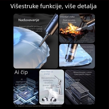Ručni usisavač za automobil — 90W, 20000Pa usis, punjivi, kabel duljine 3 m