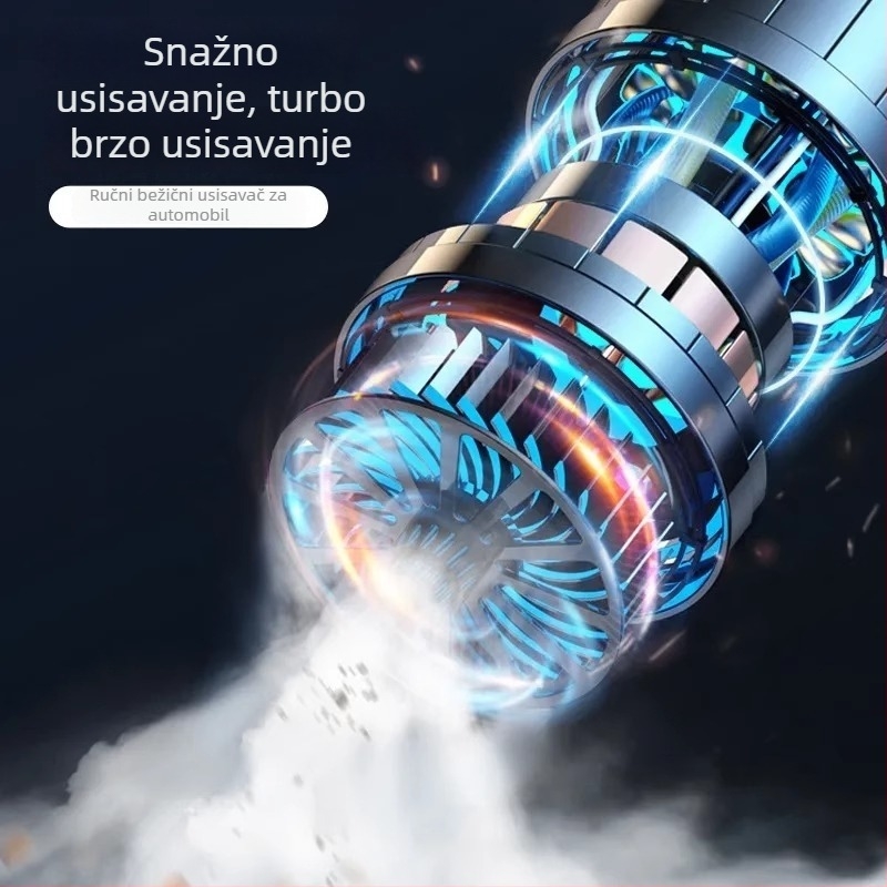 Ručni usisavač za automobil — 90W, 20000Pa usis, punjivi, kabel duljine 3 m
