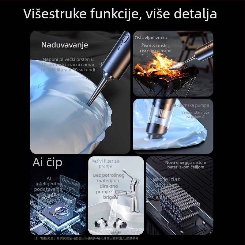 Ručni usisavač za automobil — 90W, 20000Pa usis, punjivi, kabel duljine 3 m