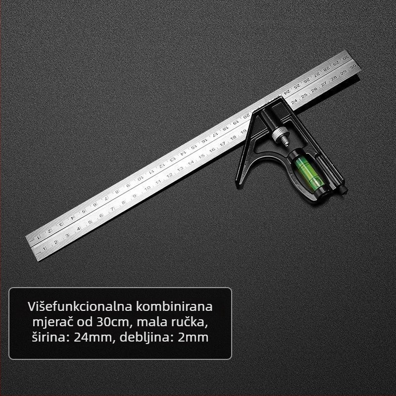Unique Nehrđajući čelični kutni ravnalo, pravokotni kut 90°, mjerni alat, višenamjensko trokutasto ravnalo za drvarstvo