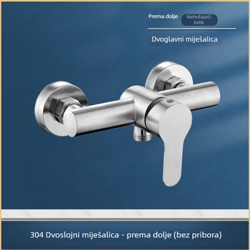 Nerđajući čelik, ugrađeni u zid, tuš i kada miješalica s trostrukim upravljanjem, keramički jezgreni ventil, 0–90°C
