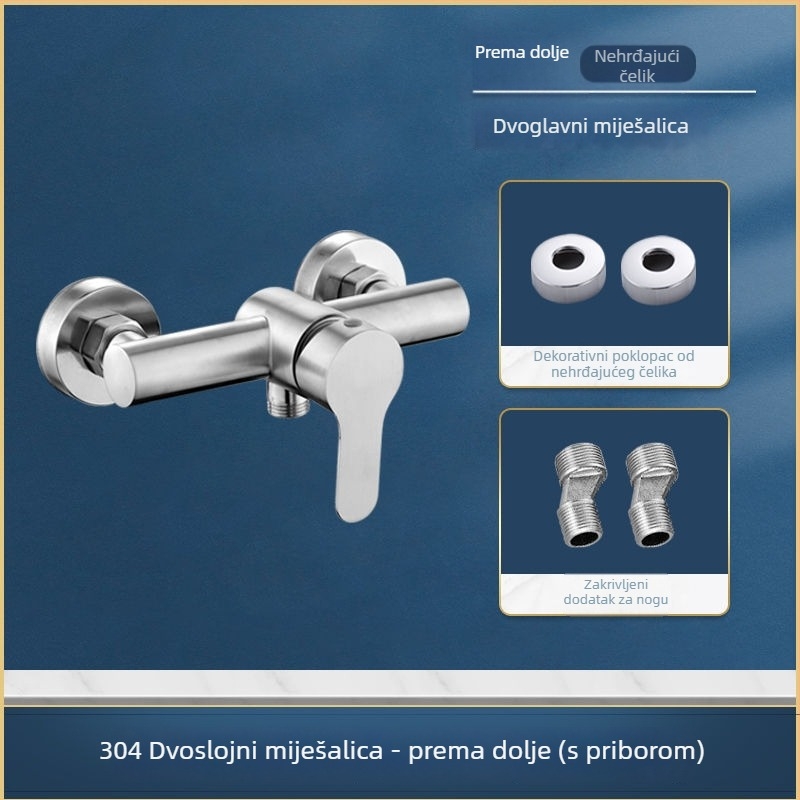 Nerđajući čelik, ugrađeni u zid, tuš i kada miješalica s trostrukim upravljanjem, keramički jezgreni ventil, 0–90°C