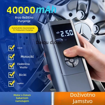 Prenosna pumpa za zrak u automobilu, punjiva, 12V, 100W, 30 L/min, digitalni zaslon