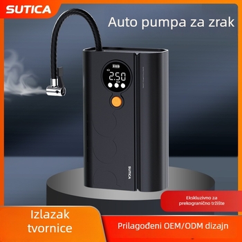 Bežična automobilska pumpa s digitalnim prikazom i mjeračem tlaka guma | 12V, 120W, ABS kućište, napajanje USB ili utičnica za cigaretu, dugi kabel 3 m/1 m, jednosilindrični dizajn