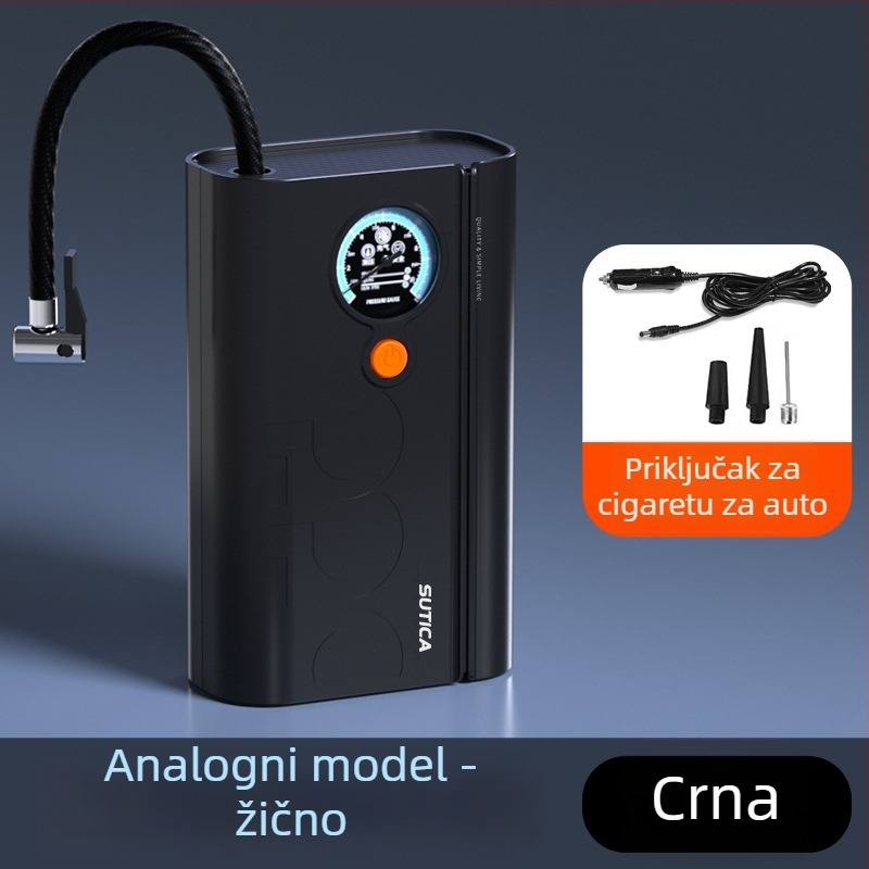 Bežična automobilska pumpa s digitalnim prikazom i mjeračem tlaka guma | 12V, 120W, ABS kućište, napajanje USB ili utičnica za cigaretu, dugi kabel 3 m/1 m, jednosilindrični dizajn