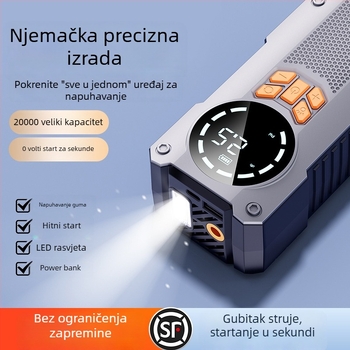 Bežični prijenosni električni kompresor za automobil s napajanjem u nuždi, višenamjenski, 12V