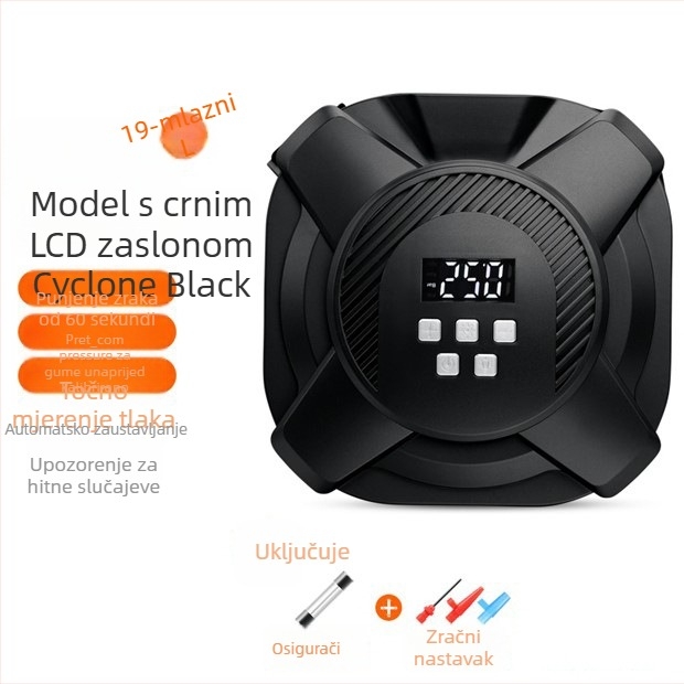 Prijenosna pumpa za automobilsku gumu, 12V, 120W, 35 L/min, Digitalni zaslon, USB punjenje