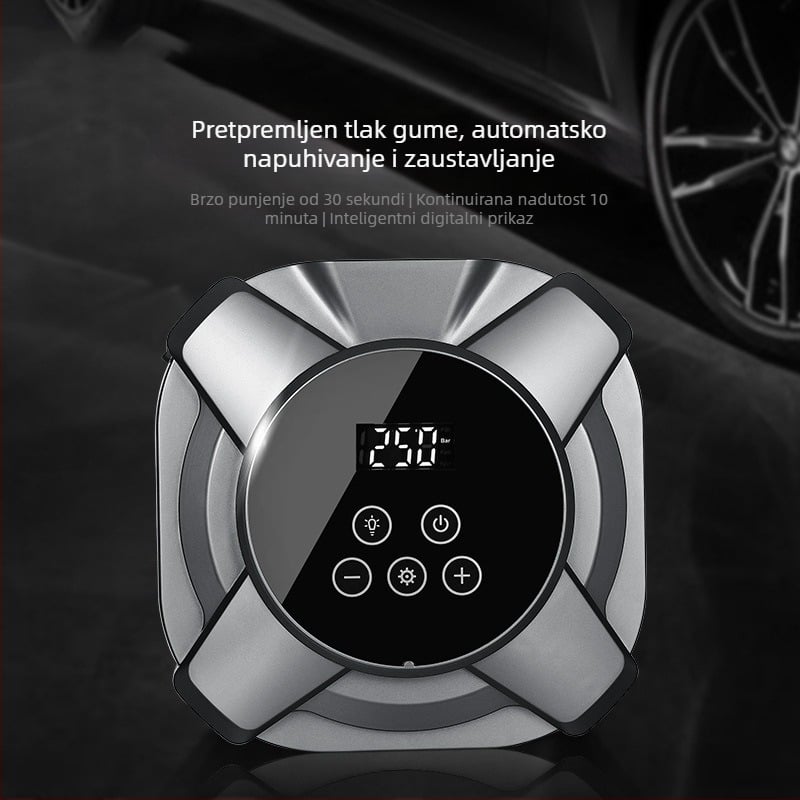 Prijenosna pumpa za automobilsku gumu, 12V, 120W, 35 L/min, Digitalni zaslon, USB punjenje
