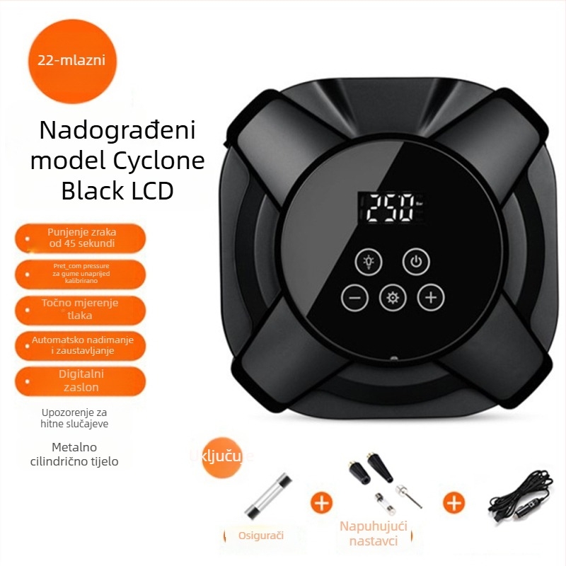 Prijenosna pumpa za automobilsku gumu, 12V, 120W, 35 L/min, Digitalni zaslon, USB punjenje