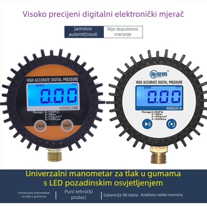 Elektronički manometar za tlak u gumama s digitalnim zaslonom (Model 1)