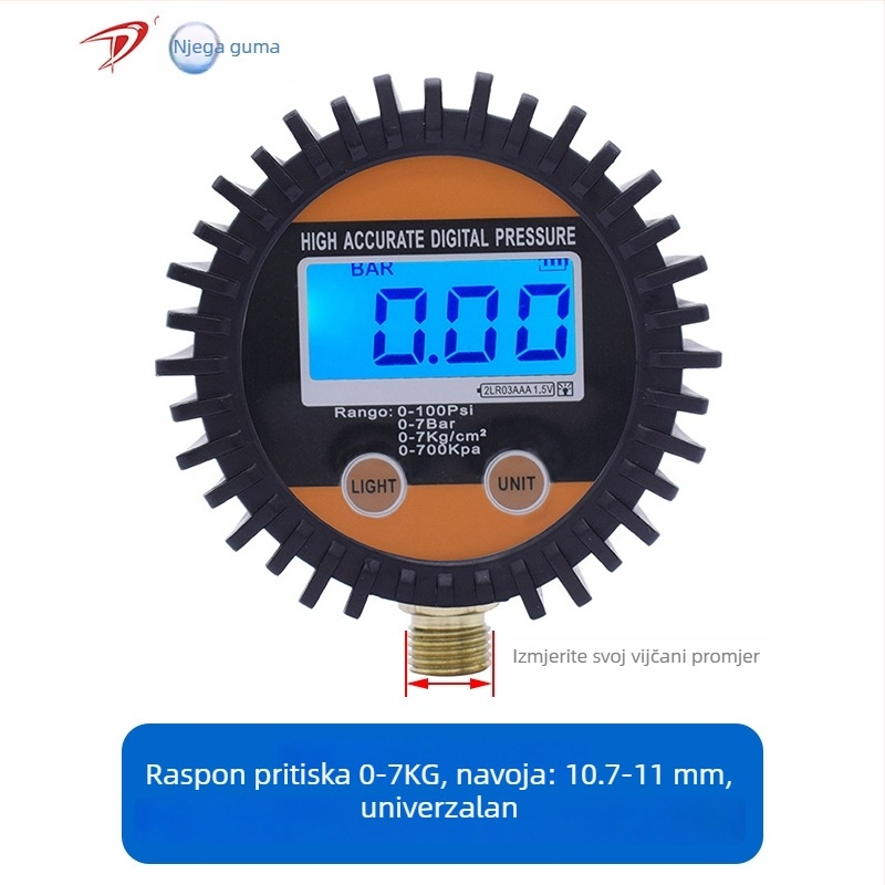 Elektronički manometar za tlak u gumama s digitalnim zaslonom (Model 1)