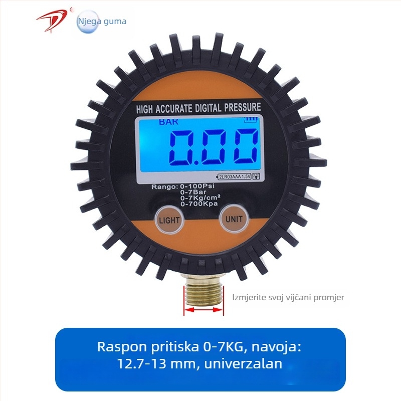 Elektronički manometar za tlak u gumama s digitalnim zaslonom (Model 1)