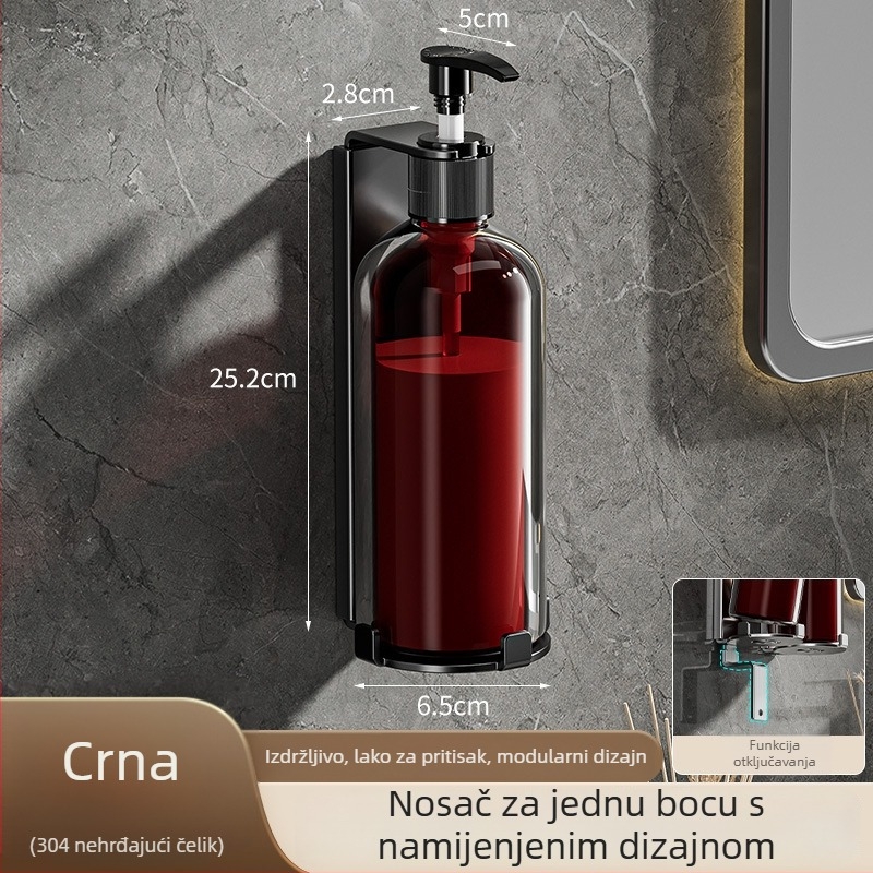 Držač dozatora sapuna od nehrđajućeg čelika – brušeni završetak, lagani luksuzni stil, ručna aktivacija, težina 400 g