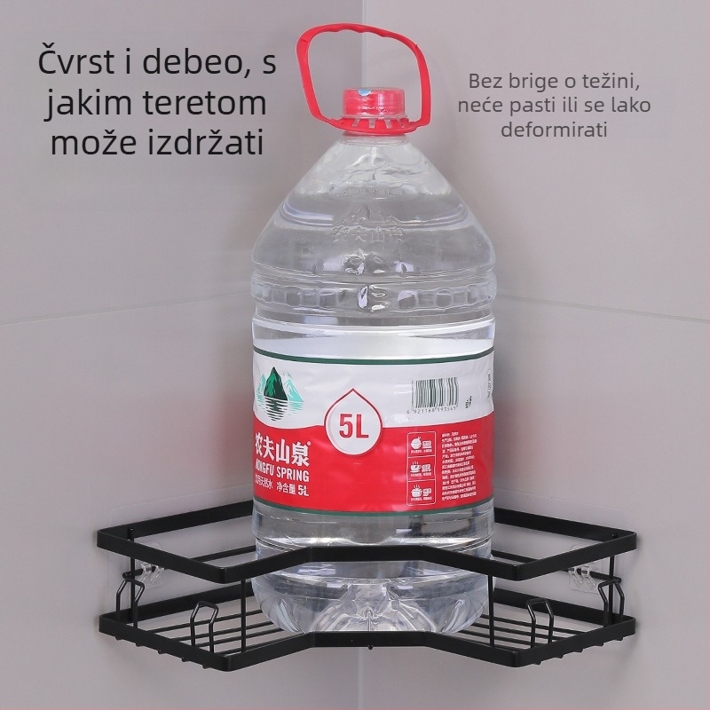 Trokutna kutna zidna polica s kukom — za kupaonicu i skladištenje kozmetike