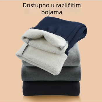 Dječje zimske sportske hlače od pamuka s fleece podstavom, srednje visoki pojas, elastičan pojas, jednofarbene, pogodne za školsku uniformu