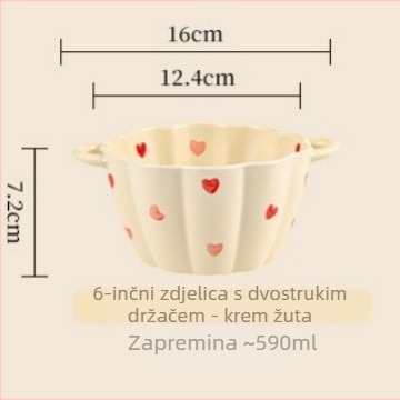 Keramički set zdjelica i žlice, velik kapacitet, zdjela s dvostrukim držkama, nepravilnog oblika, moderan minimalistički stil, pogodna za mikrovalnu pećnicu