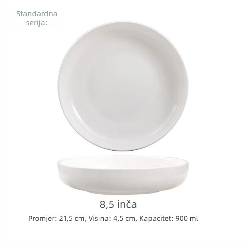 Nest Plate kostna porcelina duboki tanjur, okrugli, nordijski stil, pogodna za mikrovalnu pećnicu