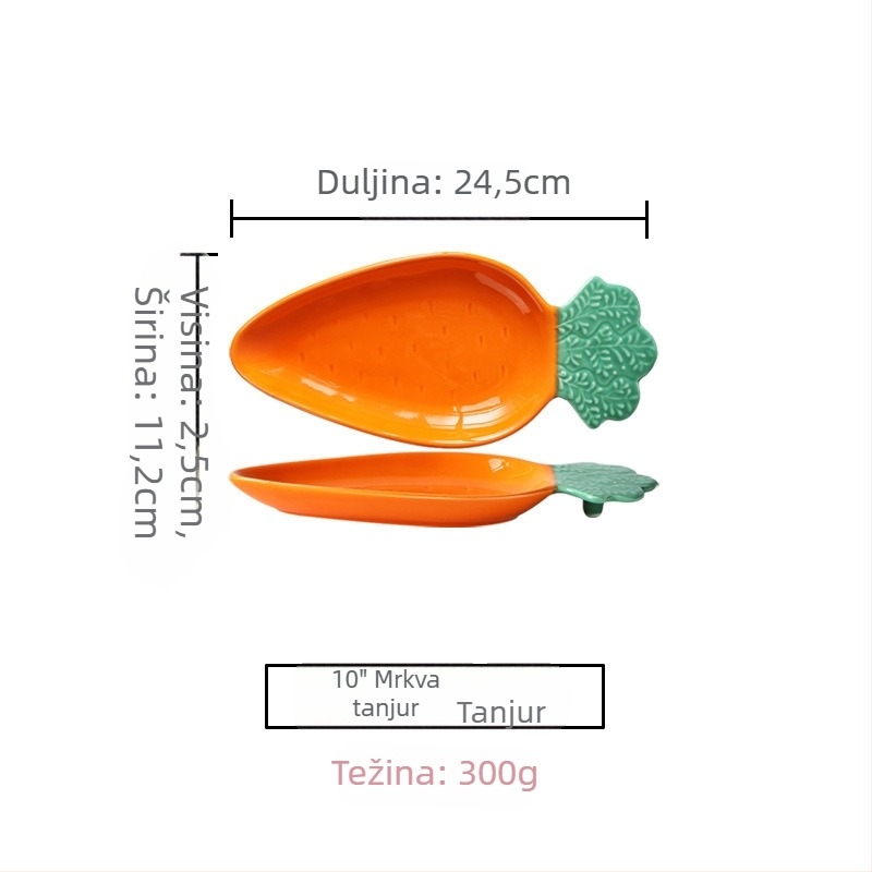 Bone china keramički set s motivom mrkve – zdjele i tanjuri, nepravilan oblik, mikrovalna sigurna, mogućnost prilagođenog logotipa