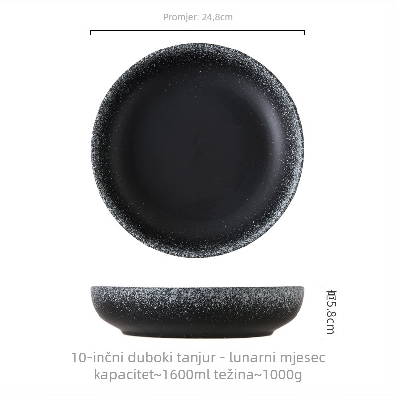 Porcelanski set zdjela i tanjura, japanski stil, kružni oblik, mikrovalna sigurnost, pod glazurom završna obrada