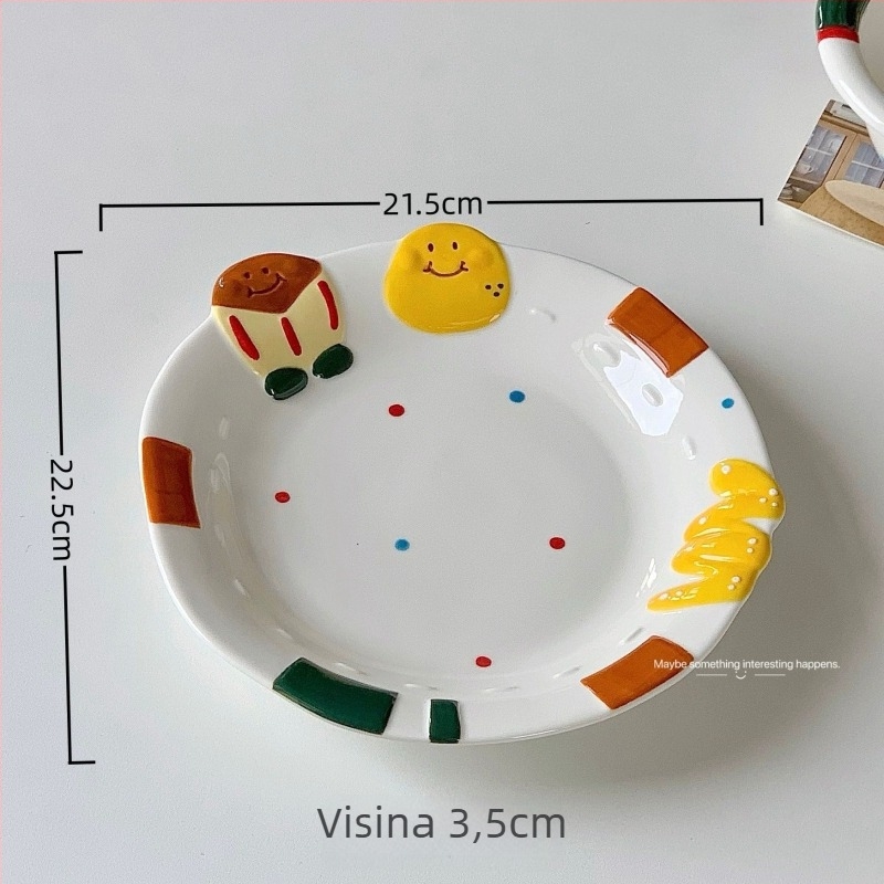 Keramički set zdjela s karikaturnim uzorkom, okruglog oblika, pogodno za mikrovalnu, za doručak i jogurt