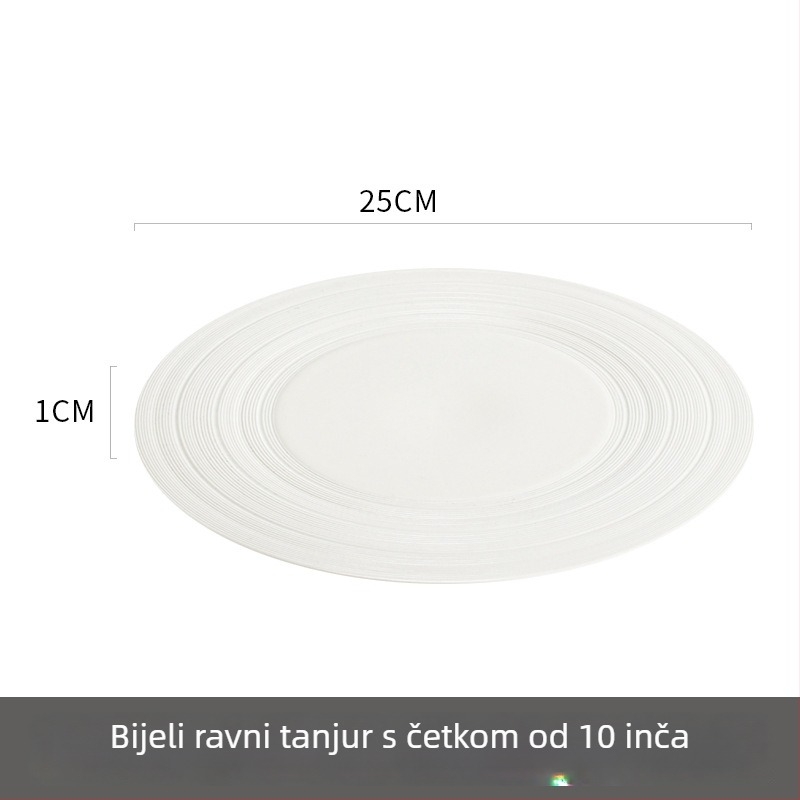 Porcelanski okrugli tanjur za hotele i restorane – podglazurna završna obrada, mikrovalna sigurnost, moderni minimalistički stil, pogodan za poklon