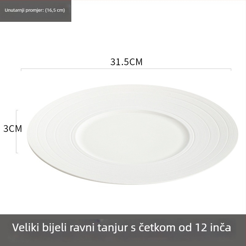 Porcelanski okrugli tanjur za hotele i restorane – podglazurna završna obrada, mikrovalna sigurnost, moderni minimalistički stil, pogodan za poklon