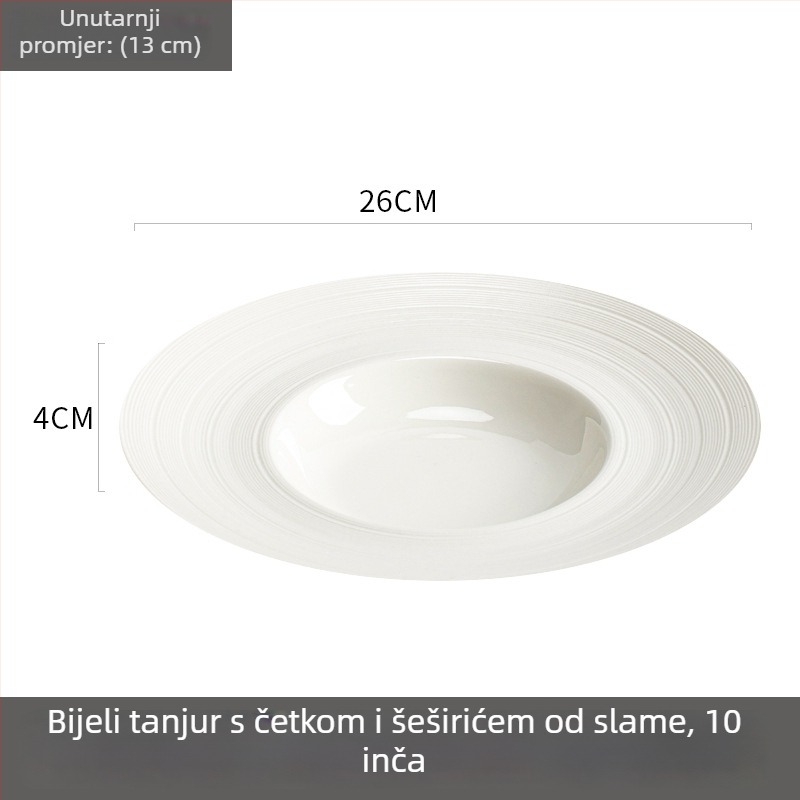 Porcelanski okrugli tanjur za hotele i restorane – podglazurna završna obrada, mikrovalna sigurnost, moderni minimalistički stil, pogodan za poklon