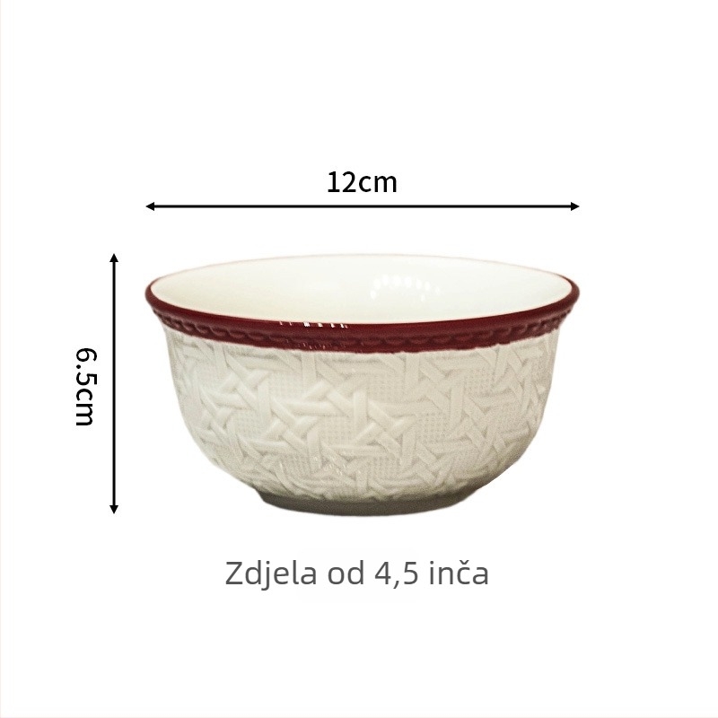 Keramički set zdjela i tanjura s prugastim uzorkom, retro stil, okrugli oblik — za odrasle