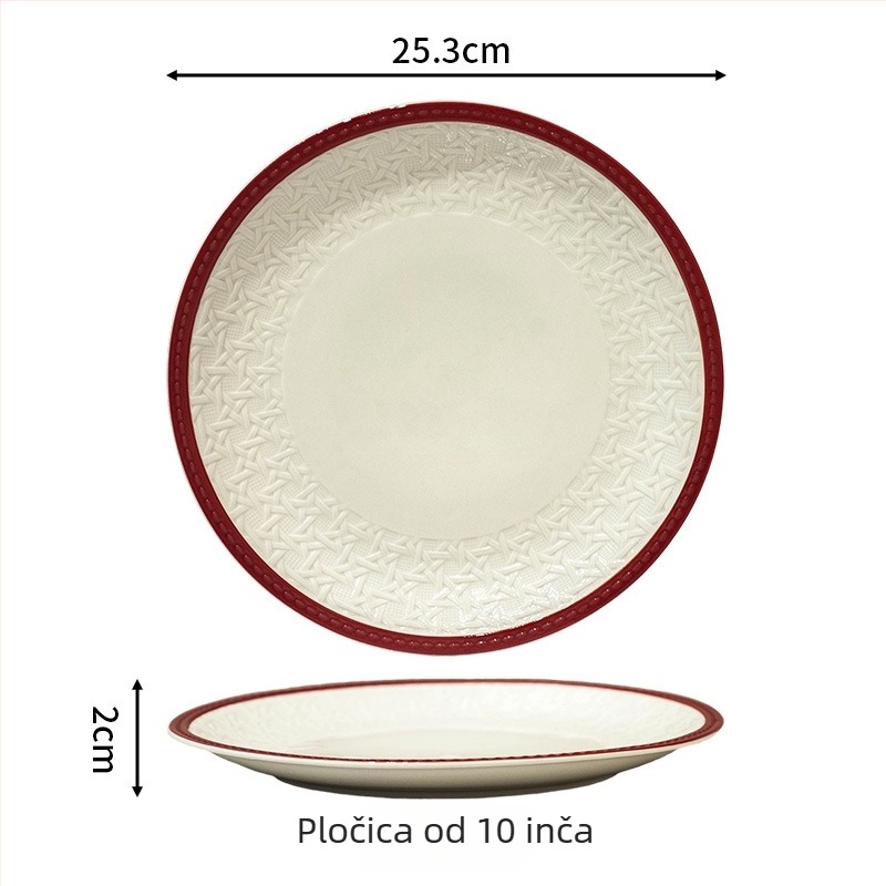 Keramički set zdjela i tanjura s prugastim uzorkom, retro stil, okrugli oblik — za odrasle