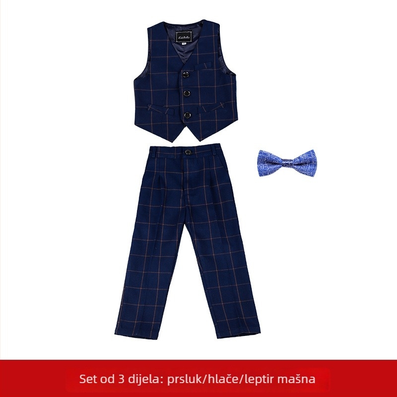 Zimski karirani dječji sako komplet – višedijelno formalno odijelo za nastupe, korejski stil