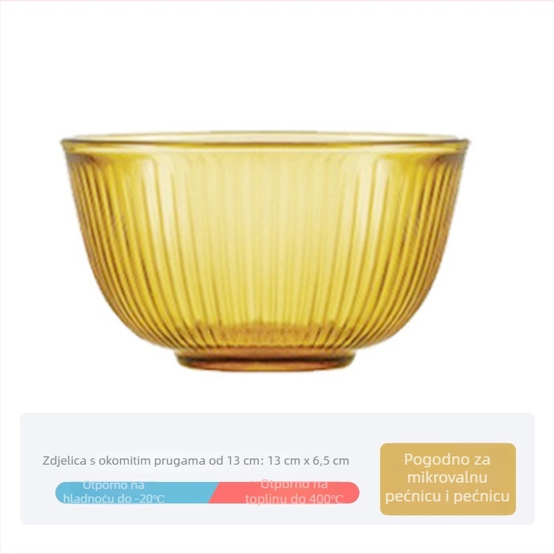 Set zdjela za rižu i tanjur od otporног stakla, mikrotalasna sigurnost, promjer 19 cm, kružnog oblika, jednostavne boje, moderni minimalistički stil