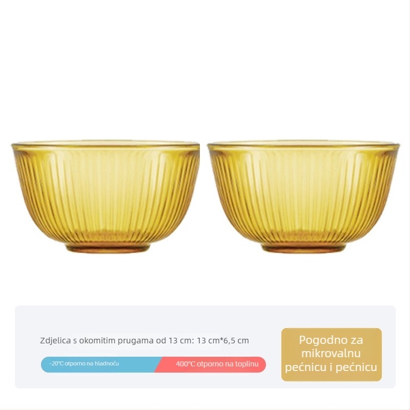 Set zdjela za rižu i tanjur od otporног stakla, mikrotalasna sigurnost, promjer 19 cm, kružnog oblika, jednostavne boje, moderni minimalistički stil