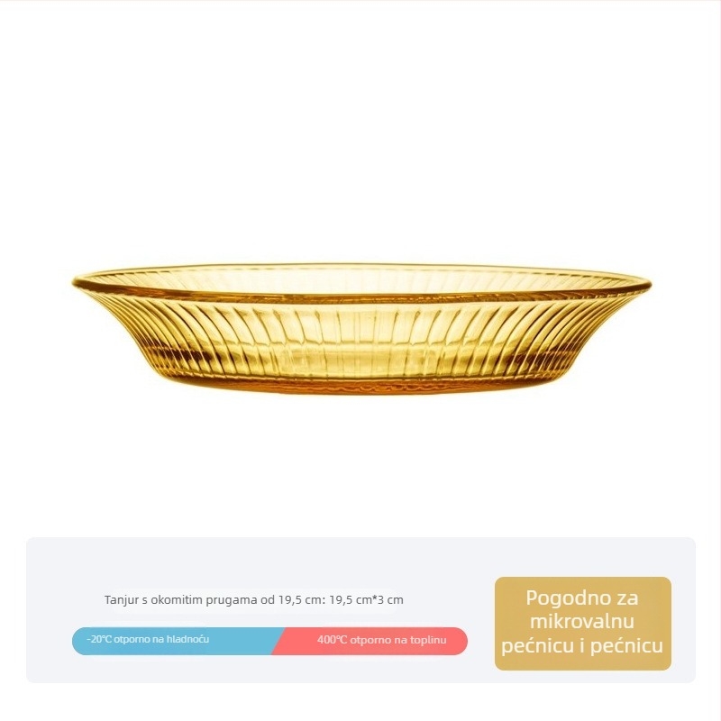 Set zdjela za rižu i tanjur od otporног stakla, mikrotalasna sigurnost, promjer 19 cm, kružnog oblika, jednostavne boje, moderni minimalistički stil