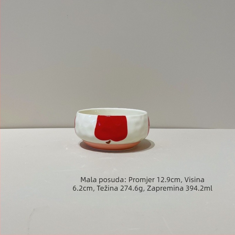 Keramički set posuđa s cvjetnim uzorkom pod glazurom, krušnog oblika, pogodna za mikrovalnu, uključuje zdjele, tanjure, zdjele za juhu, zdjele za rezance, žlice i šalice