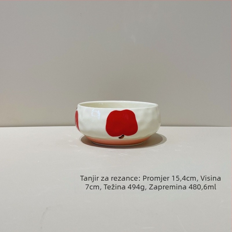 Keramički set posuđa s cvjetnim uzorkom pod glazurom, krušnog oblika, pogodna za mikrovalnu, uključuje zdjele, tanjure, zdjele za juhu, zdjele za rezance, žlice i šalice