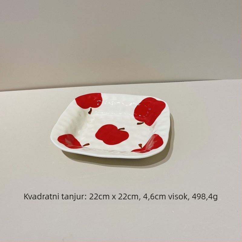 Keramički set posuđa s cvjetnim uzorkom pod glazurom, krušnog oblika, pogodna za mikrovalnu, uključuje zdjele, tanjure, zdjele za juhu, zdjele za rezance, žlice i šalice