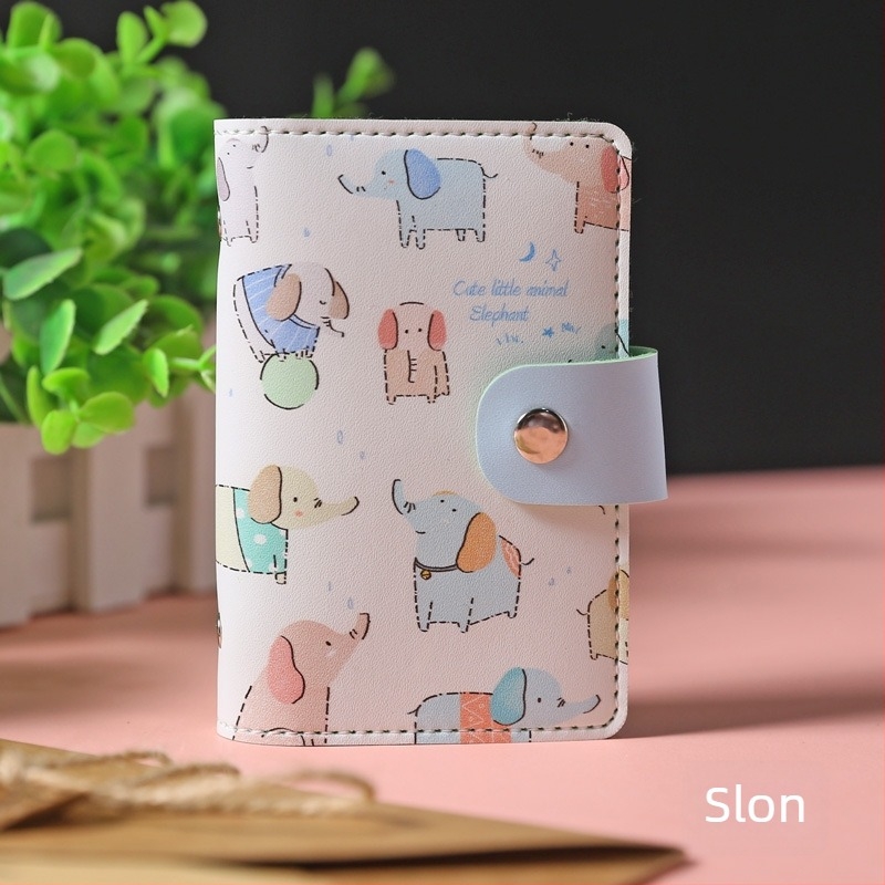 Držač kartica s dizajnom crtića, korejskog stila, PU koža, 26 pretinaca za kartice, unisex