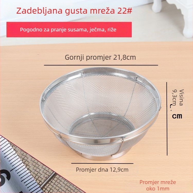 Nehrđajući čelični kružni mrežasti koš za ispiranje riže, sezama i povrća; kućni koš za pranje s regulacijom vode i filtracijom