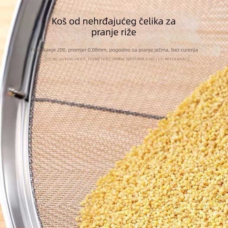 Nehrđajući čelični kružni mrežasti koš za ispiranje riže, sezama i povrća; kućni koš za pranje s regulacijom vode i filtracijom