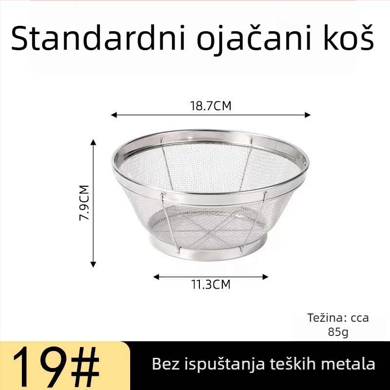 Nehrđajući čelični kružni mrežasti koš za ispiranje riže, sezama i povrća; kućni koš za pranje s regulacijom vode i filtracijom