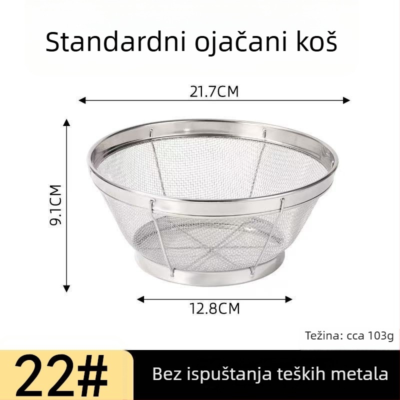 Nehrđajući čelični kružni mrežasti koš za ispiranje riže, sezama i povrća; kućni koš za pranje s regulacijom vode i filtracijom