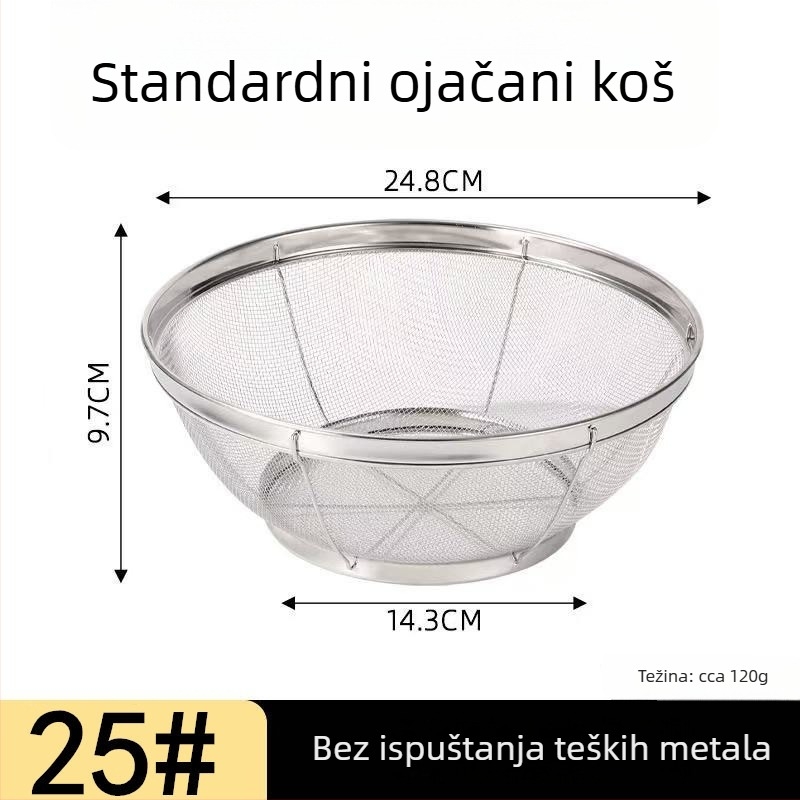 Nehrđajući čelični kružni mrežasti koš za ispiranje riže, sezama i povrća; kućni koš za pranje s regulacijom vode i filtracijom