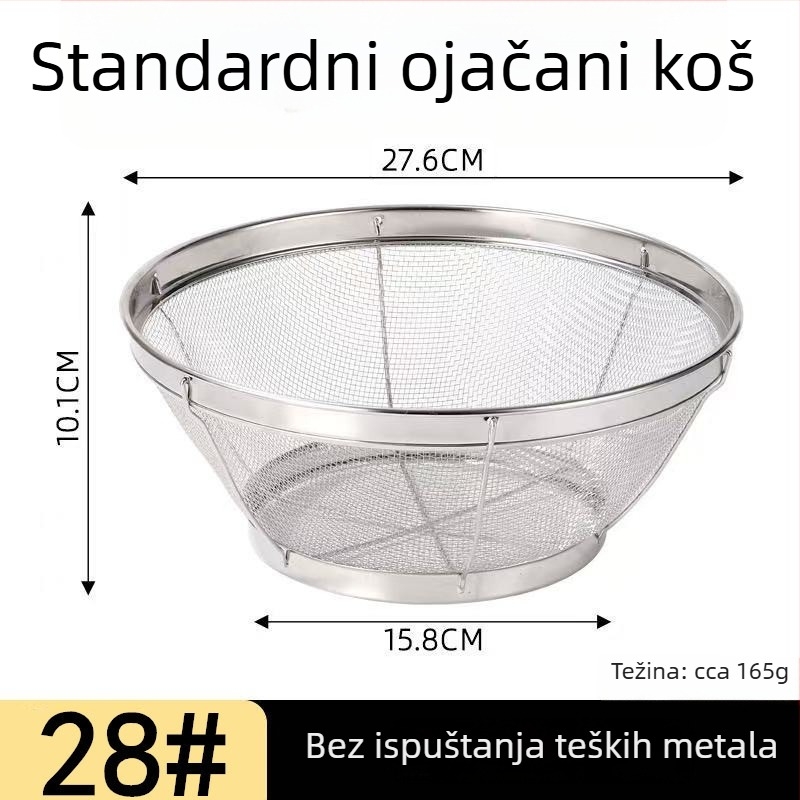 Nehrđajući čelični kružni mrežasti koš za ispiranje riže, sezama i povrća; kućni koš za pranje s regulacijom vode i filtracijom