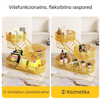 Mugege Željezni Pladanj za Voće – Svijetli Luksuz, Višeslojna Košara za Voće s Kutijom za Pohranu Dnevni Boravak