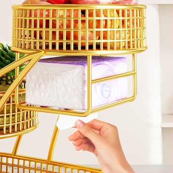 Mugege Željezni Pladanj za Voće – Svijetli Luksuz, Višeslojna Košara za Voće s Kutijom za Pohranu Dnevni Boravak