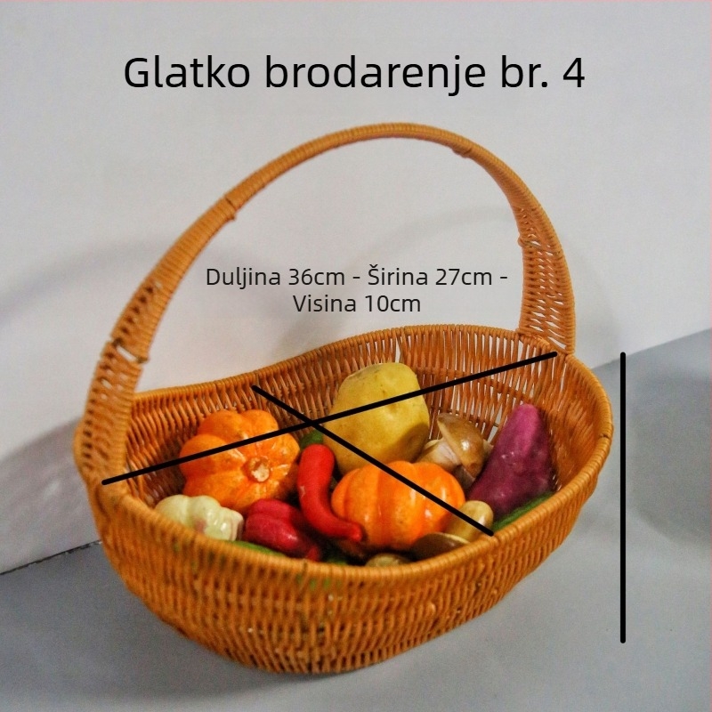 Plastični koš za voće, ručno pleteni, u obliku broda, retro pastoralni stil, luksuz retro.