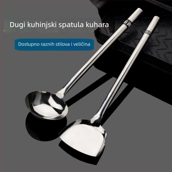 Set žlice i špatule od nehrđajućeg čelika s dugom drškom, dvije komada, nelepive, otporne na visoke temperature